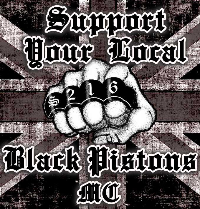 Support Your Local Black Pistons MC sticker (fist)